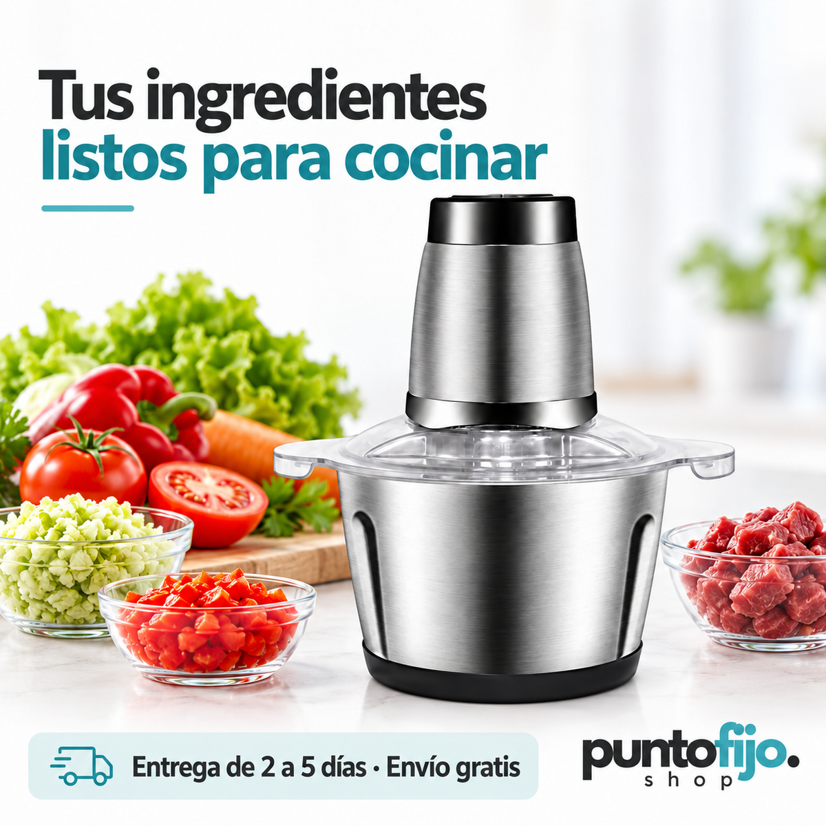 Picador de alimentos eléctrico 2 L