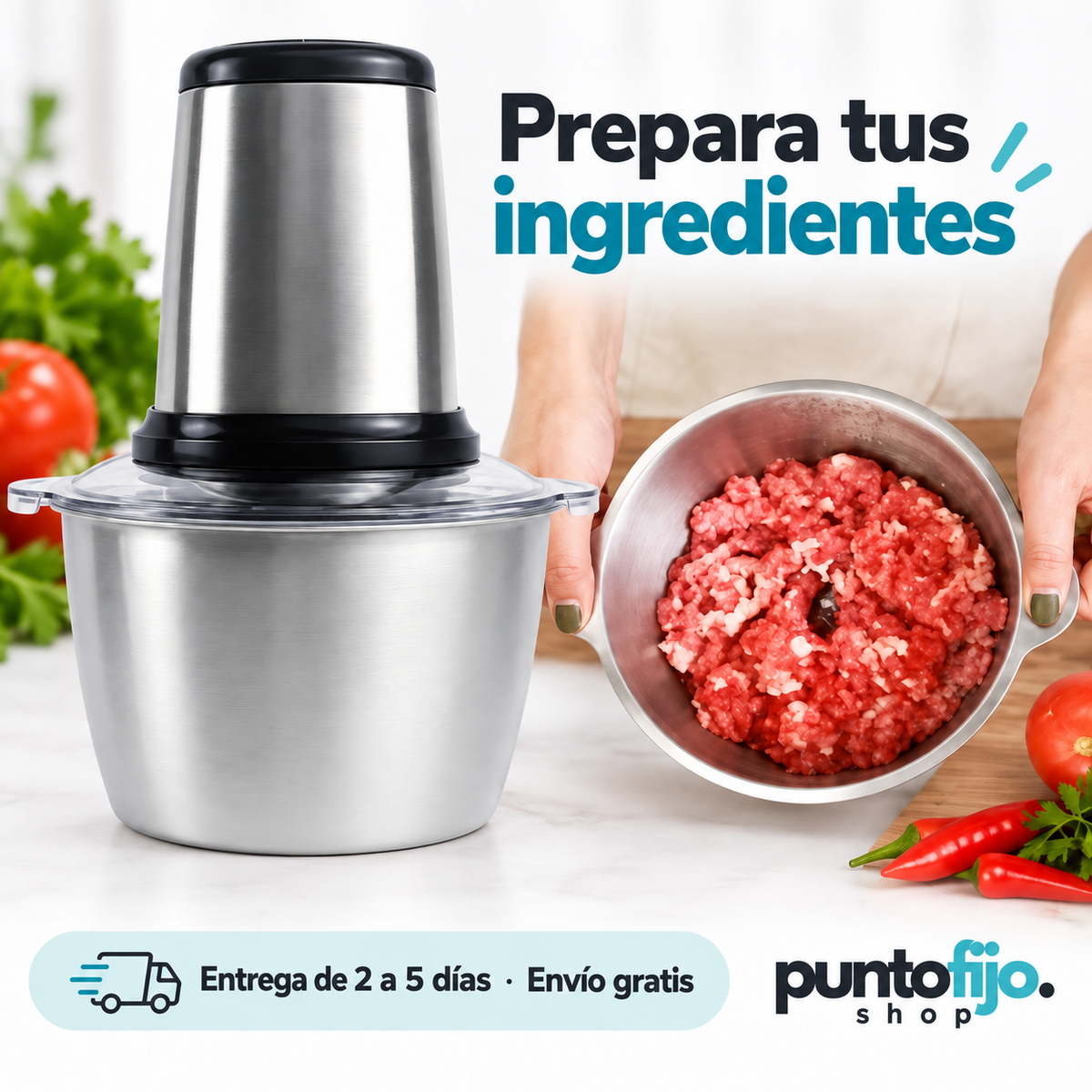 Picador de alimentos eléctrico 2 L