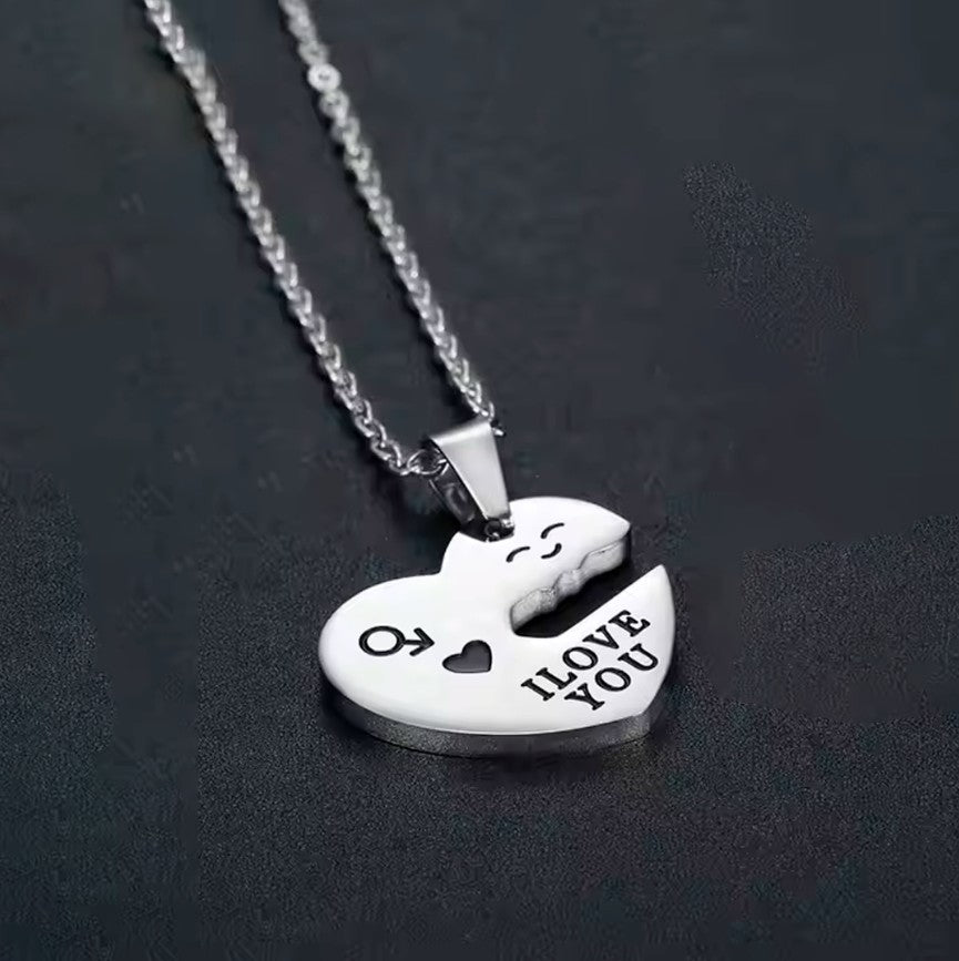 Set de 2 collares corazón y candado